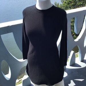 Zara Knit Black Long-sleeve Mini Dress Elastane Viscose Blend
